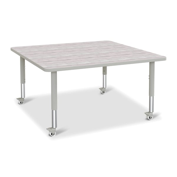 Jonti-Craft Berries Square Activity Table, 48 in. x 48 in., Mobile, Driftwood Gray/Gray/Gray 6418JCM450 - main